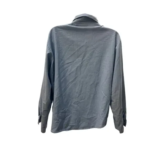 Vtg KORET CITY BLUES Petite Shirt Women XL Crochet Blue Denim Collared Button - Picture 4 of 4